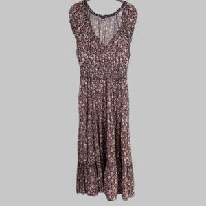 Old Navy Womens Floral Tiered Maxi Dress Cottagecore Milkmaid Gypsy Size L